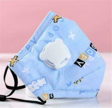 Kids Cotton Face Mask Reusable With / 5 Filters PM2.5 BLUE COLOR