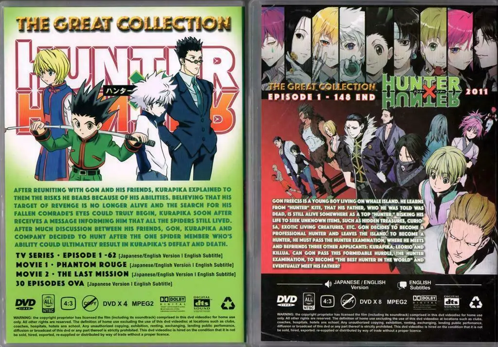 DVD Hunter X Hunter Season 1+2 Vol.1-210 End + 2 Movies + OVA English  Dubbed