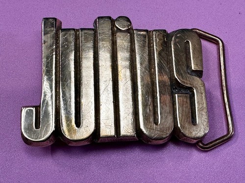 Custom Name Julius Block Letter Cutout Solid Brass 1978 Belt Buckle BBB Taiwan - Picture 18 of 18