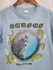 Kansas band T Shirt 1977 78 tour rock band Rare Design Tee NH20470