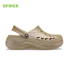 NEW CROCS Women's BAYA PLATFORM GLITTER CLOG 208459-212 GOLD