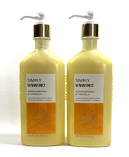 2 BATH BODY WORKS AROMATHERAPY SIMPLY UNWIND SANDALWOOD VANILLA LOTION 6.5 OZ