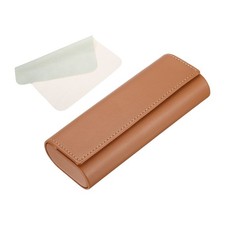 Hard Shell Eyeglasses Case with Eyeglass Cloth, Retro Design Caramel
