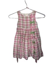 Children's Place White, Pink & Green Plaid Washable Linen Dress - Size: 18 Month
