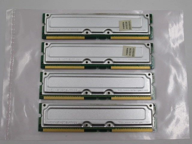 Lot of 4 Samsung MR18R082GBN1-CK8 800-45 RAMBUS ECC 256MB 800MHZ 184-PIN 1GB Kit - Image 2 of 2