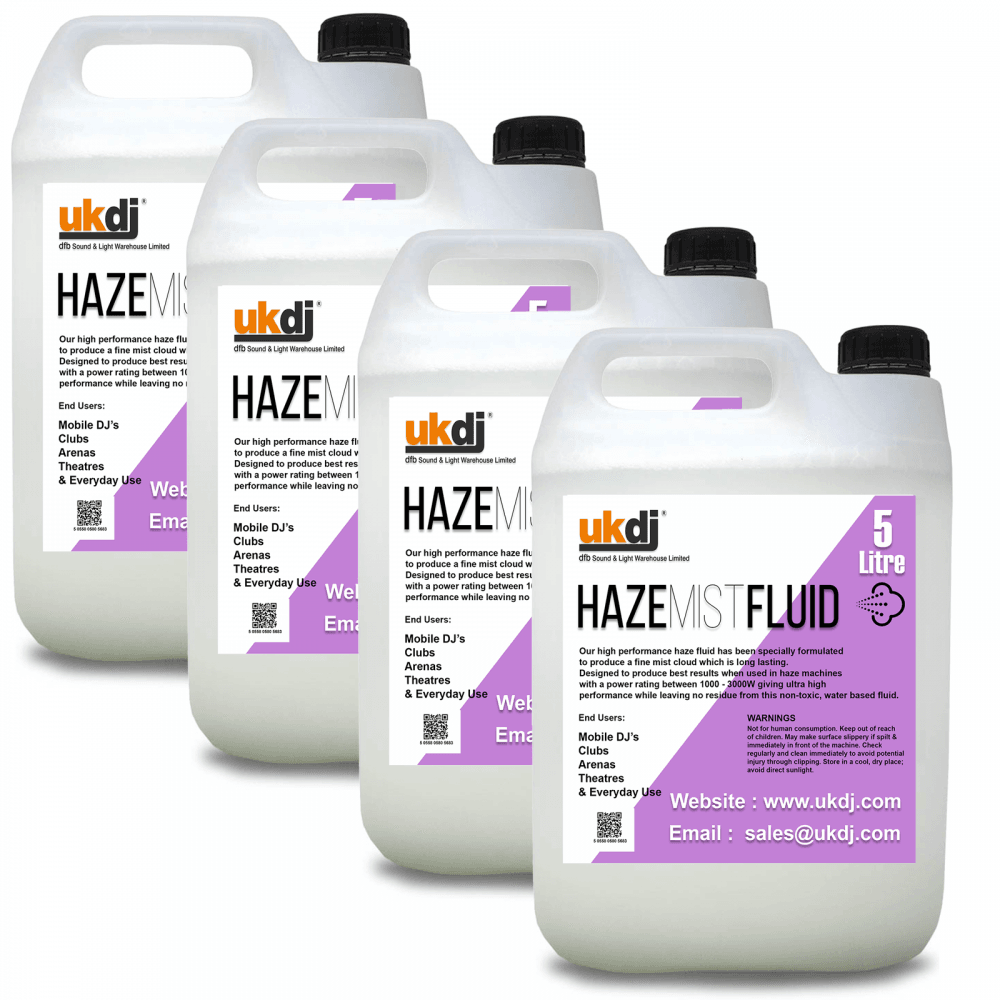 UKDJ 4x 5L Premium Class Quality Haze Mist Fluid Suitable For Hazer Machines 20L