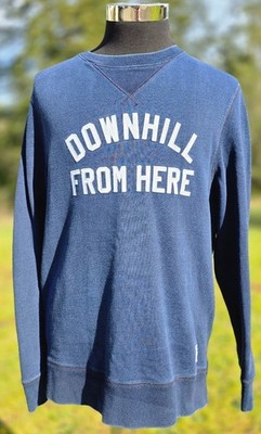 HUF Worldwide Downhill From Here Script Logo Crewneck Sweatshirt Mens Size Large