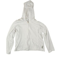 Columbia Womens Large White Full Zip Hoodie Sweatshirt Cotton Blend Fleece L