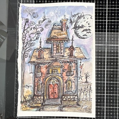 Tayde Designs Original Signed whimsical, Halloween watercolor.