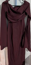 Maroon Off Shoulder Flair Style Dress Size S