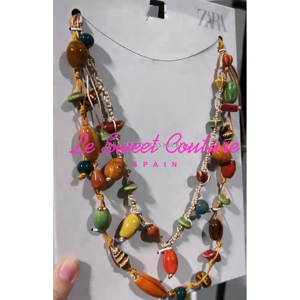 ZARA WOMAN SS26 DOUBLE CORD CERAMIC PIECE NECKLACE 1856/117/330 | eBay