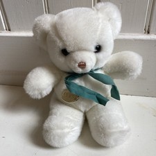 Vintage Gund 1983 Green Bow Tender Teddy Bear White 10? Plush Karitas