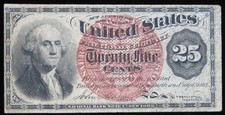 4th Issue 25 Cent Washington Fractional Currency ~ Old US Currency