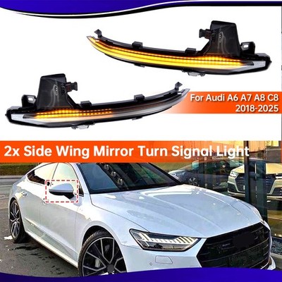 Pair Dynamic Mirror Cover Indicator LED Light SX + DX For Audi A6 A7 A8