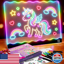 LED Drawing Board for Girls USB-C - 7 Color DIY Doodle Glow Tablet Kit Age 3