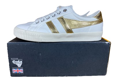 Gola Tennis-Mark Cox Sneaker Off White/Gold CLA280 Women's Size 7