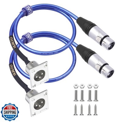 HUALEU 2 Pack XLR Pass Through Cable, Stage Box 3 Pin D-Type XLR Male to Fema