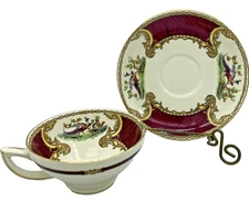 Myott Staffordshire Chelsea Bird Red Cup And Saucer Rare Vintage
