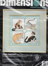 VTG!!!NIP!!! DIMENSIONS COUNTED CROSS STITCH KIT FELINE FOURSOME