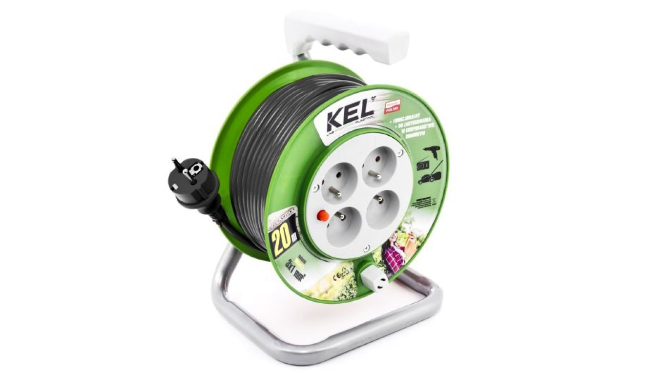STANDARD LINE reel extension cable 20m H05VV-F 3x1 4xGS /+ thermal fuse/ 10A b