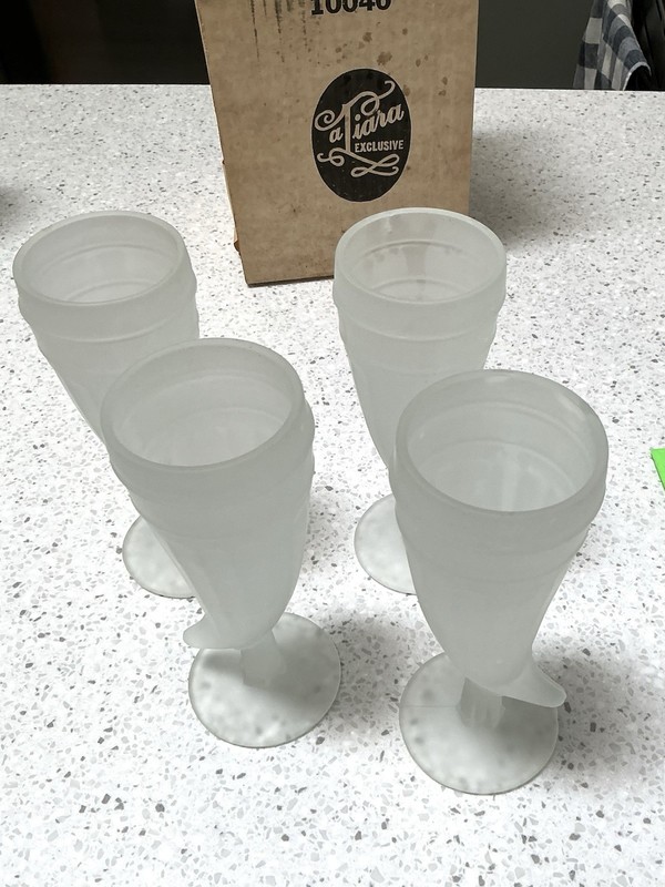 Set 4 Vintage Frosted Powder Horn Indiana Tiara White Satin Pilsner Beer Glasses