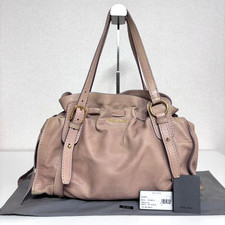 Miu Miu Vitello Lux Side Ribbon Handbag Shoulder Bag Pink Beige Leather Rare