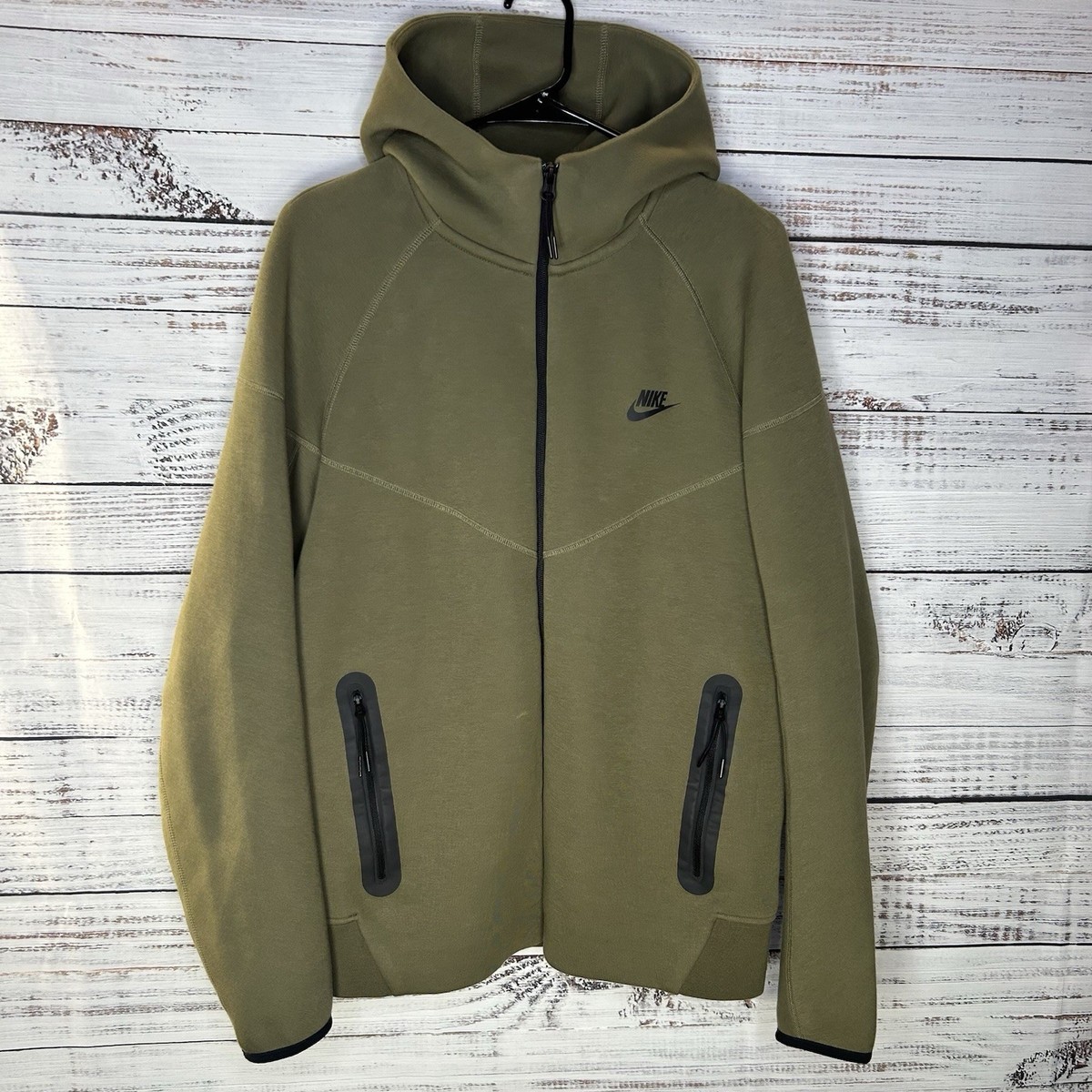Nike NSW Tech Fleece Full-Zip Hoodie Olive Green FB7921-222 Slim