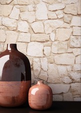 Carta da parati NEWROOM beige effetto pietra industriale loft muratura soggiorno elegante