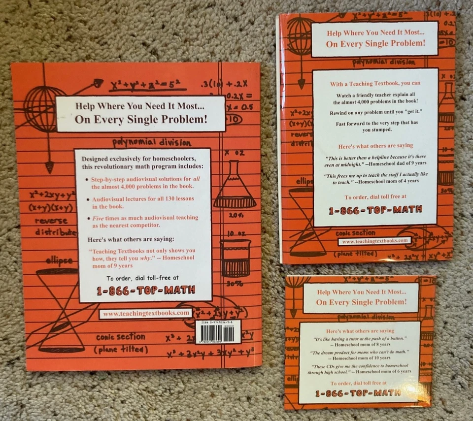 Algebra 2 Teaching Textbook Answer Key & Test Bank, Solutions CDs - Lot of 3 - Image 2 of 3