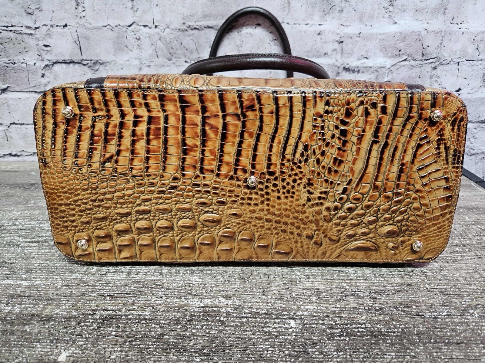 Brahmin Women’s Joan Tote Emboss Leather Brown Tan 12”x14”