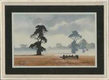 Speight - 1980 Gouache, Farm Scene with Harrow