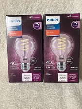 Set of 2 LED 40W A19 Vintage Edison Spiral Daylight 500 Lumen 5.5W-40W New