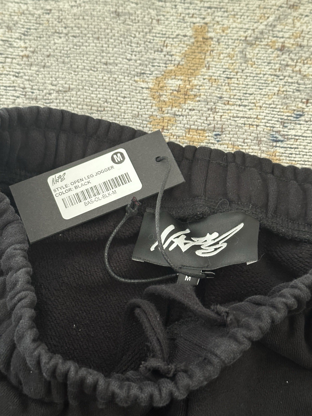 NOFS Herren Jogger Sweatpants Open Leg schwarz Gr. M elastischer Bund Baumw. 3