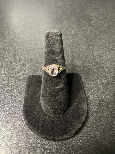 VINTAGE 925 Sterling Silver Rose Quartz Ring Size 7