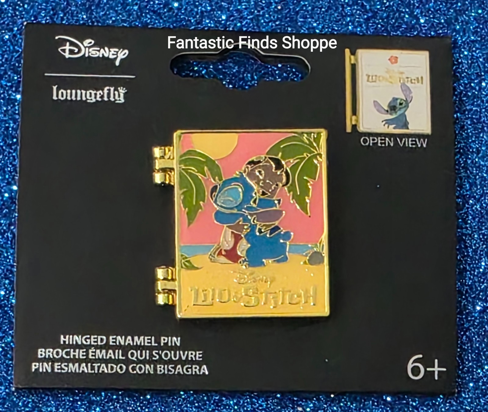Loungefly Disney Lilo & Stitch Storybook Hug Hinged Pin NOC