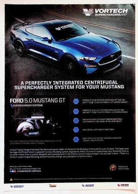 Vortech Superchargers Ford Mustang GT Magazine Print Ad Blue Car 2018