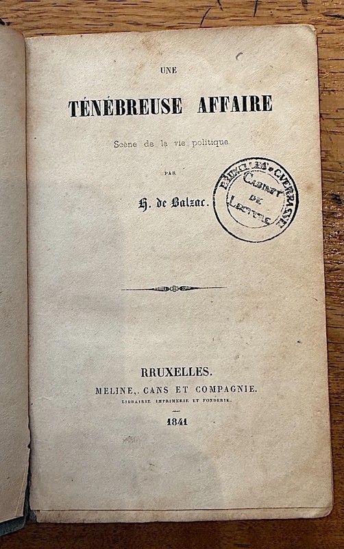 Balzac — Une Ténébreuse Affaire, 1841, édition originale, préfaçon