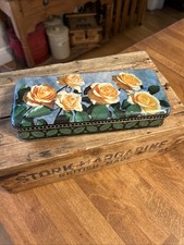 Vintage Macfarlane Lang & Co. Long Biscuit / Confectionary Tin - Yellow Roses