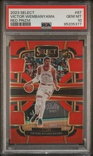 2023 PANINI SELECT #87 VICTOR WEMBANYAMA TRUE RED PRIZM RC /199 PSA 10 SPURS