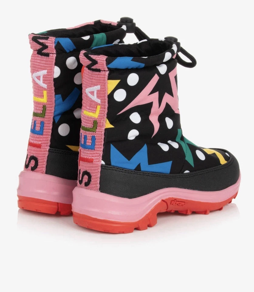 BOTAS DE NIEVE STELLA MCCARTNEY NIÑOS ADOLESCENTES NIÑAS NEGRAS ESTAMPADO DE ESTRELLAS Talla 29/11.5 Foto 2 de 4