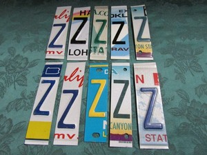 Lot of 10 Cut Up Z's License Plate Letters Z Craft Pieces ZZ, for Making Signs