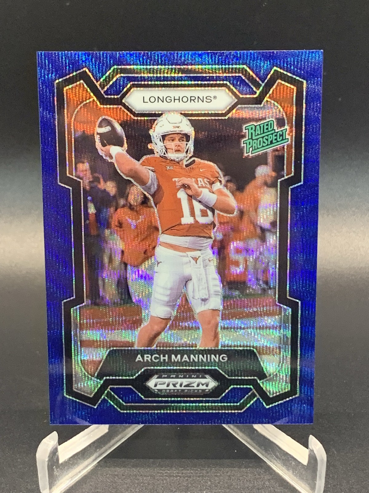 2024 Prizm Draft Picks Arch Manning Rated Prospect Blue Wave Prizm RC #d 123/249