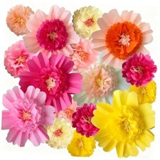 16 Pcs Large Colorful Tissue Paper Flowers 20" Handcrafted Giant Fresh Color