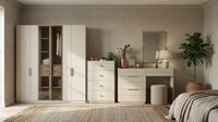 Schlafzimmer Set Beige Modern Luxus Schrank Schminktisch Kommode
