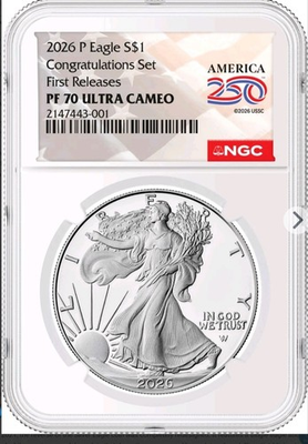 #ad 2026 P Congratulations Set Proof Silver Eagle NGC PF 70 FR 250 Flag Presale $629.00