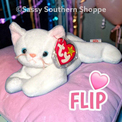 #ad 🩷 FLIP 🩷 1995 Ty Beanie Babies White KITTY CAT 4th or 5th Gen Hang *MWMT* $18.99