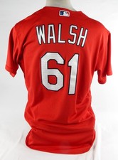 2022 St. Louis Cardinals Jake Walsh #61 Game Issued Red Jersey BP ST 46 34