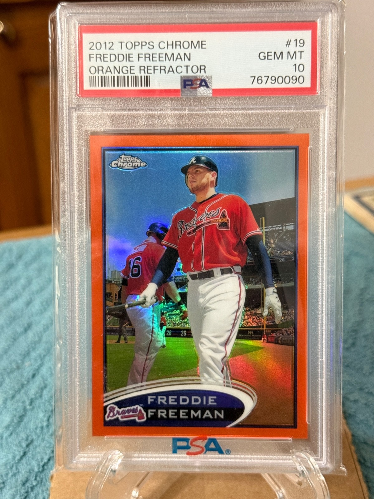Freddie Freeman - 2012 - Topps Chrome - Orange Refractor - #19 - PSA 10