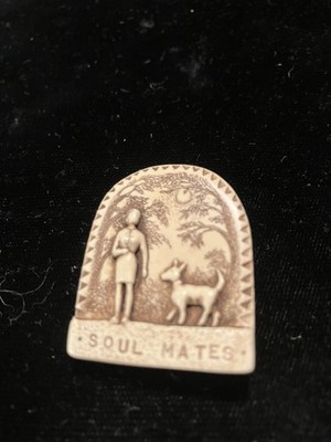 Soul Mates Dog Pin Moosup Valley-Rachel Badeau-Etched Faux Scrimshaw New
