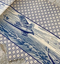 Papel pintado francés antiguo/vintage friso borde papel barcos azules habitación niño se
